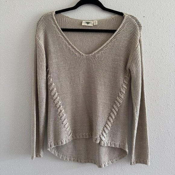 Retrod Beige Knit V-Neck High-Low Sweater Size XS - Picture 1 of 5